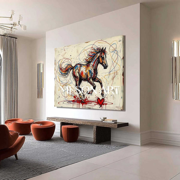 Galloping Horse with Red Heart