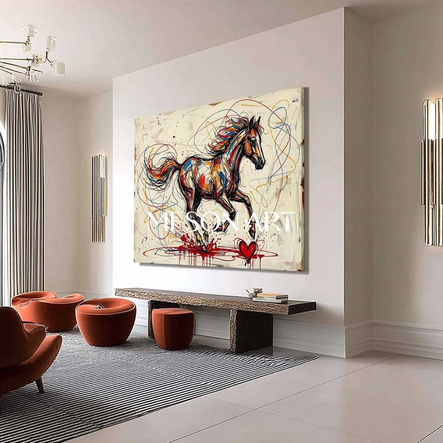 Galloping Horse with Red Heart