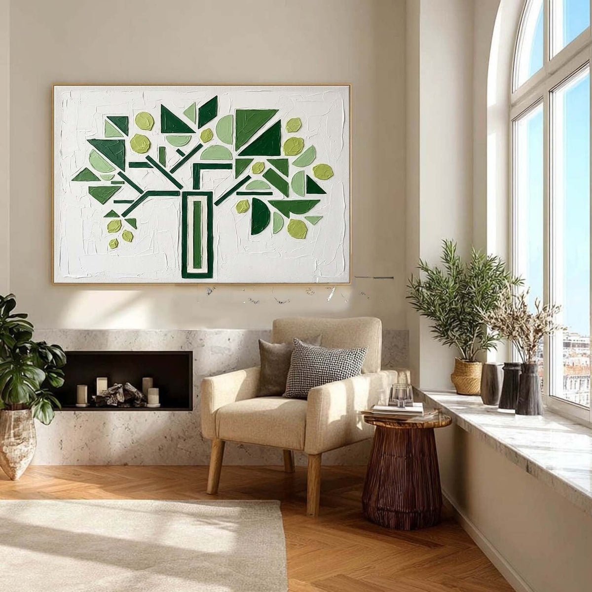 Geometric Green Tree in Relief
