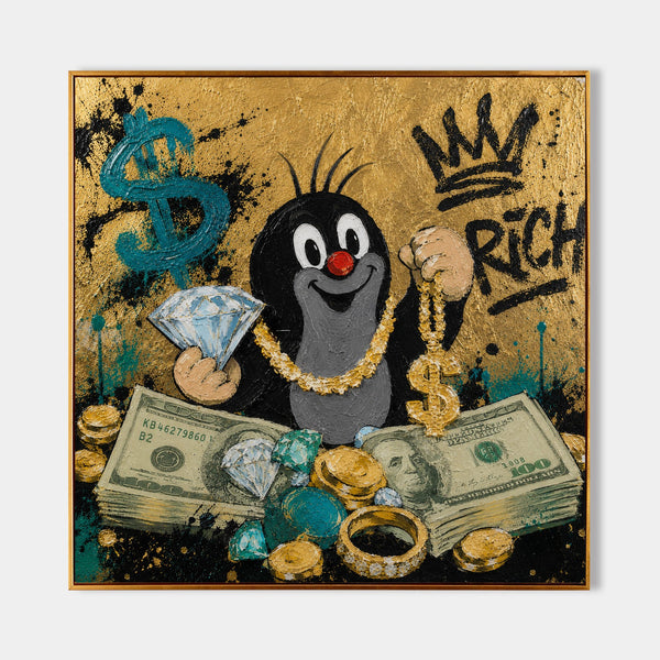 Gilded Cartoon Mole with Cash