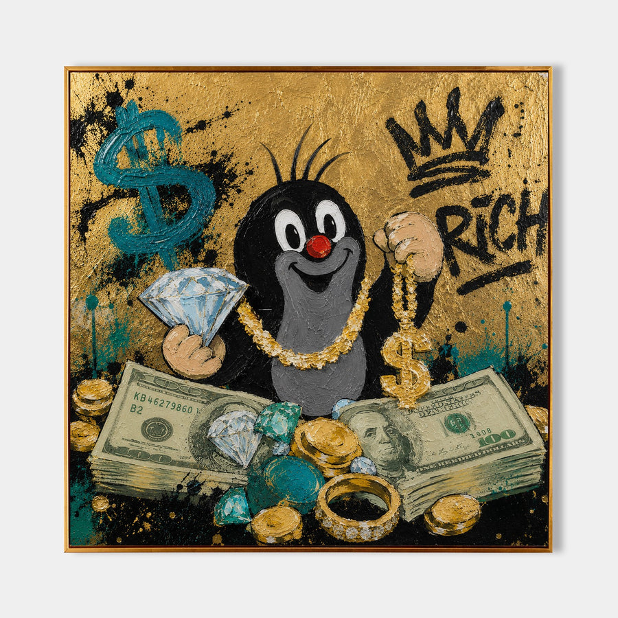 Gilded Cartoon Mole with Cash