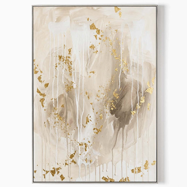 Gilded Drips on Warm Linen