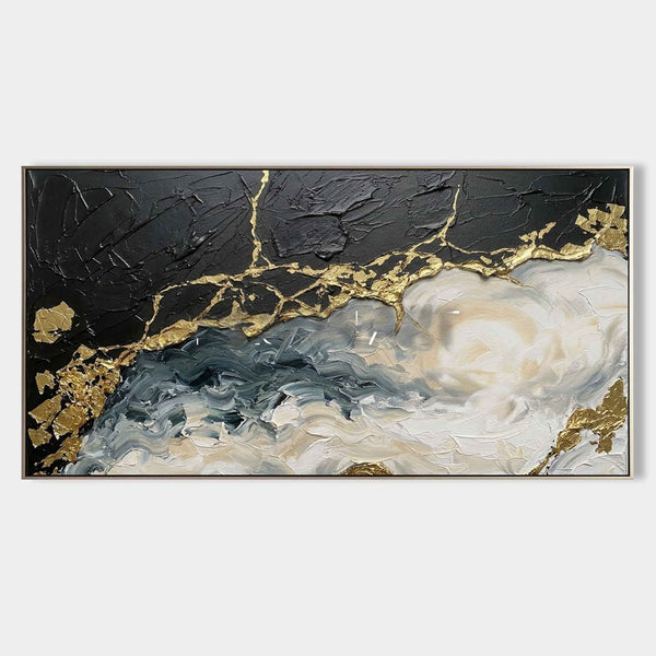 Gilded Fault Line in Black and Pearl