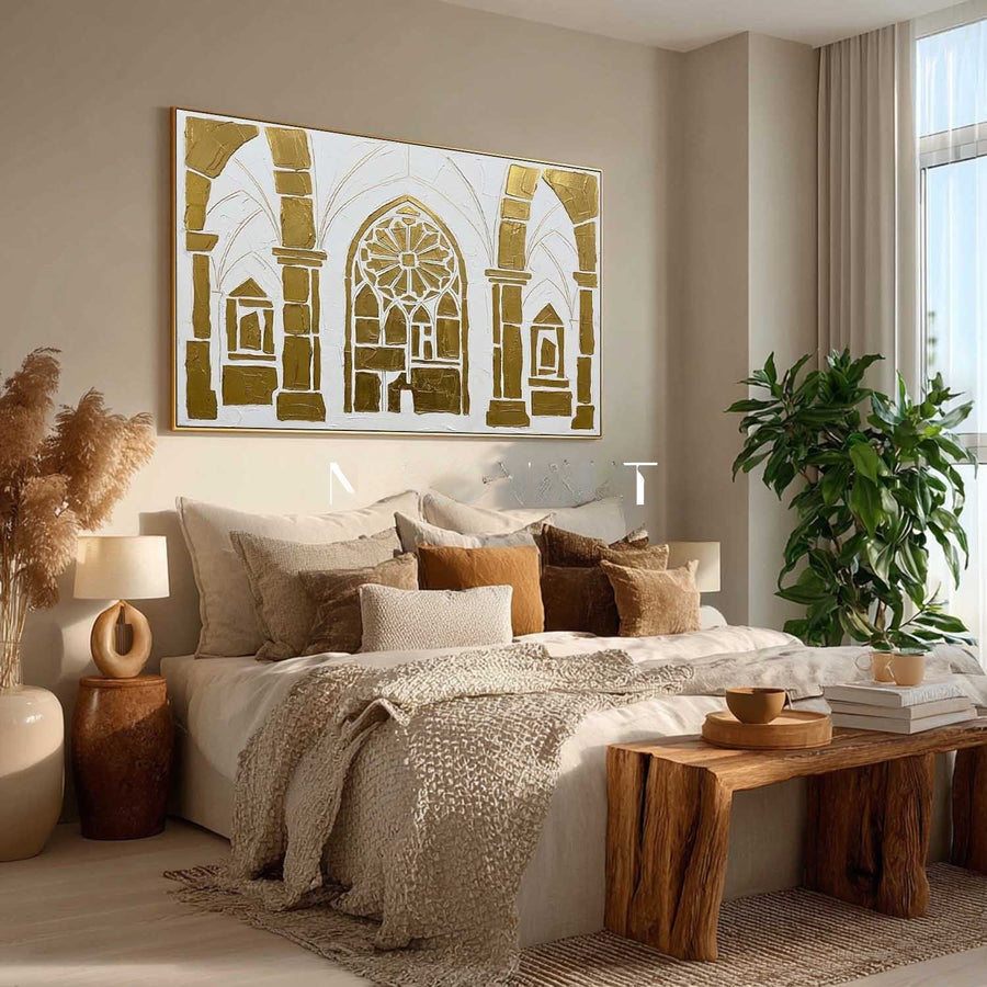 Gilded Gothic Arches in Relief