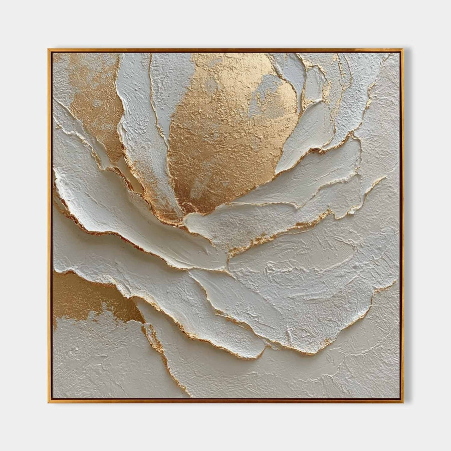 Gilded Ivory Bloom in Relief