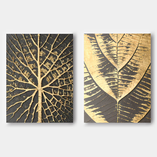 Gilded Leaf Veins Diptych