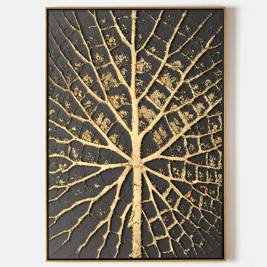 Gilded Leaf Veins on Charcoal