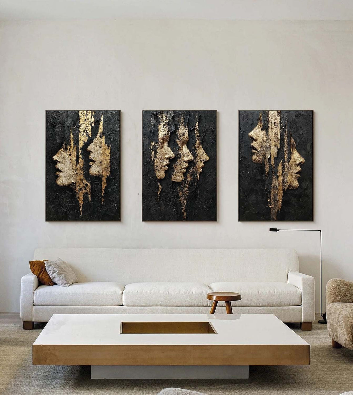 Gilded Profiles in Black Relief