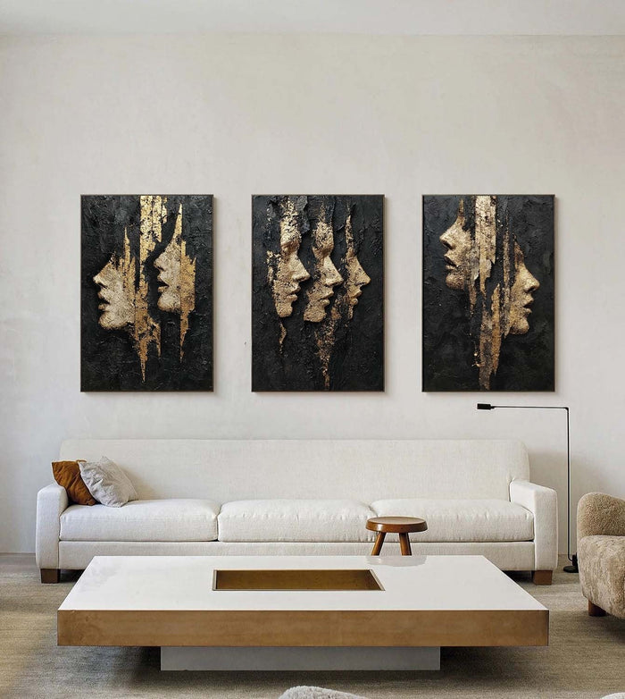 Gilded Profiles in Black Relief