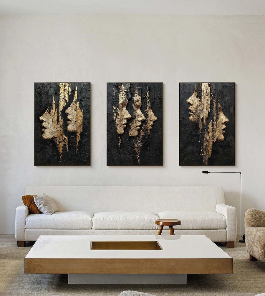 Gilded Profiles in Black Relief