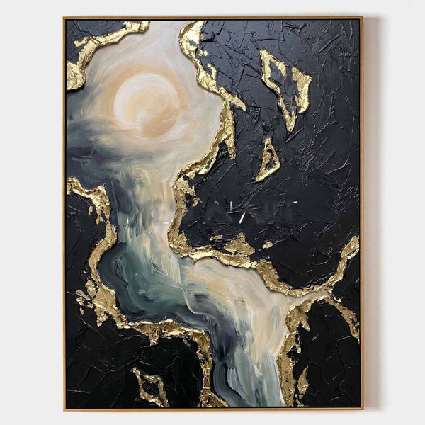 Gilded River Under a Pale Moon