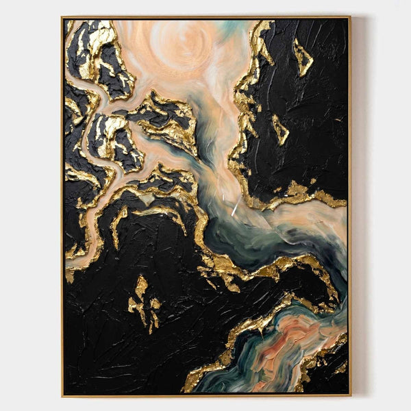 Gilded Rivers Through Black Stone