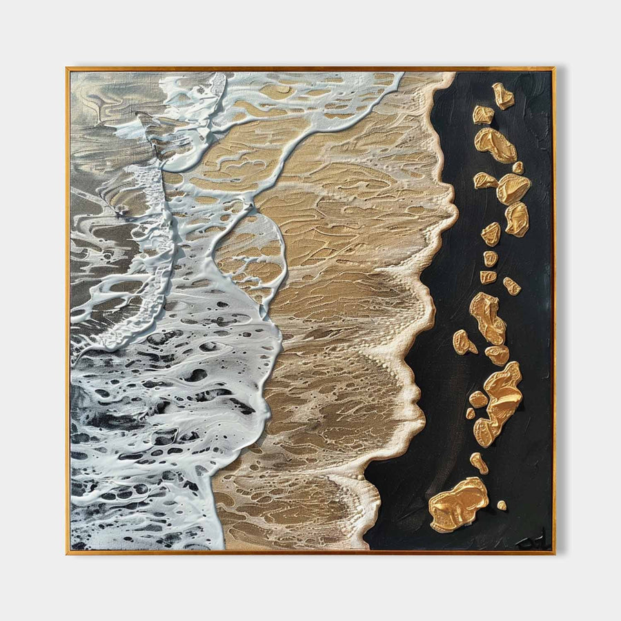 Gilded Shoreline Where Foam Meets Sand