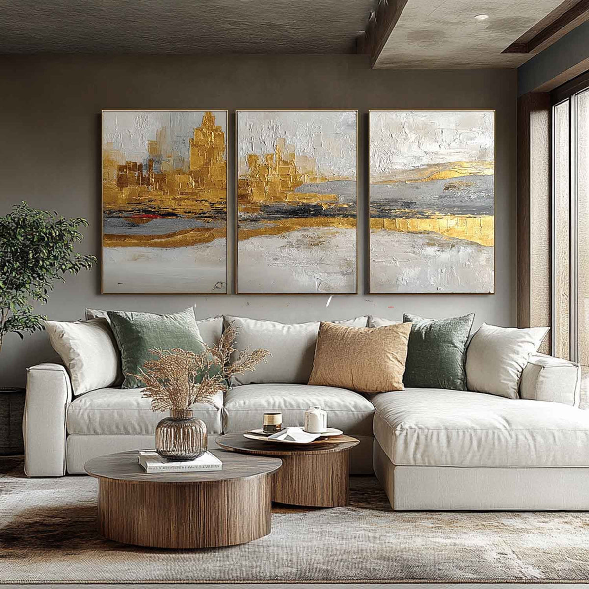 Gilded Skyline Over Pale Waters