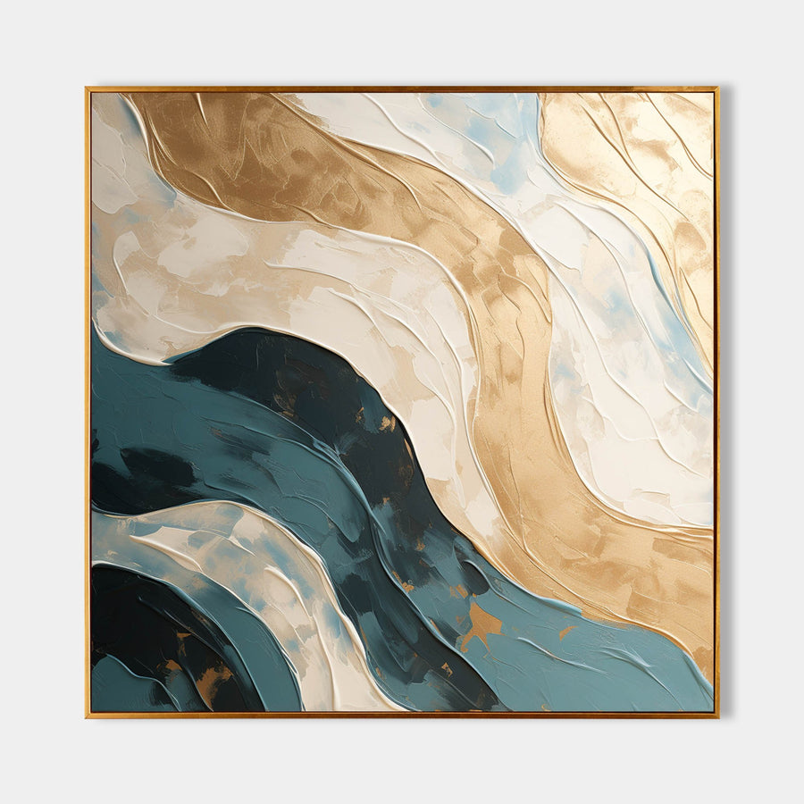 Gilded Tides in Teal and Cream