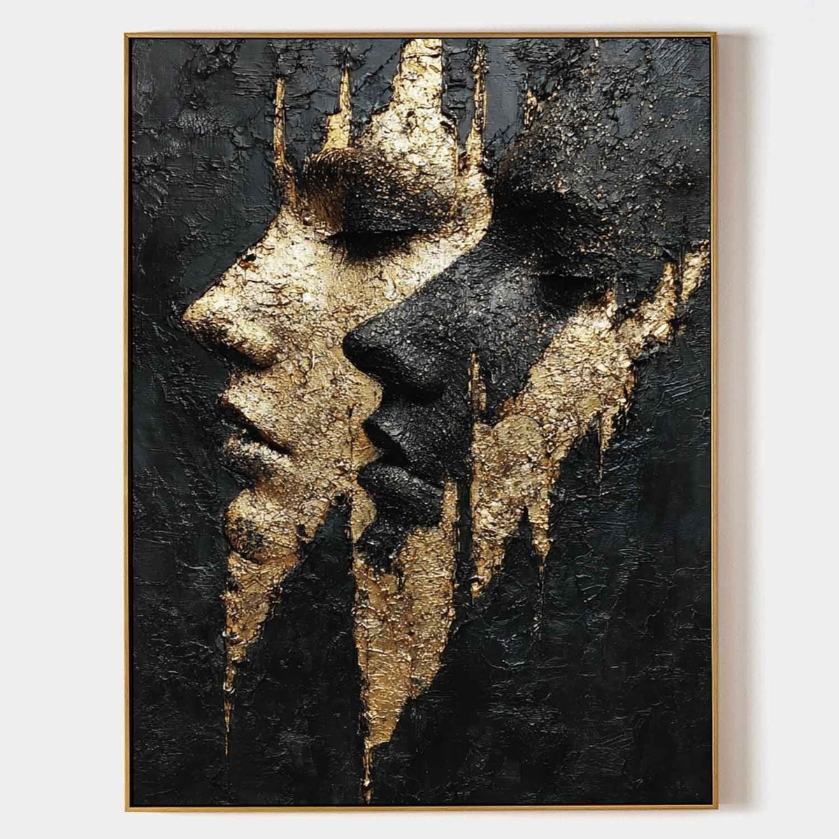 Gilded Twin Profiles in Shadow