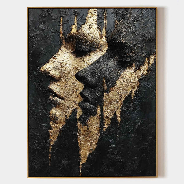 Gilded Twin Profiles in Shadow