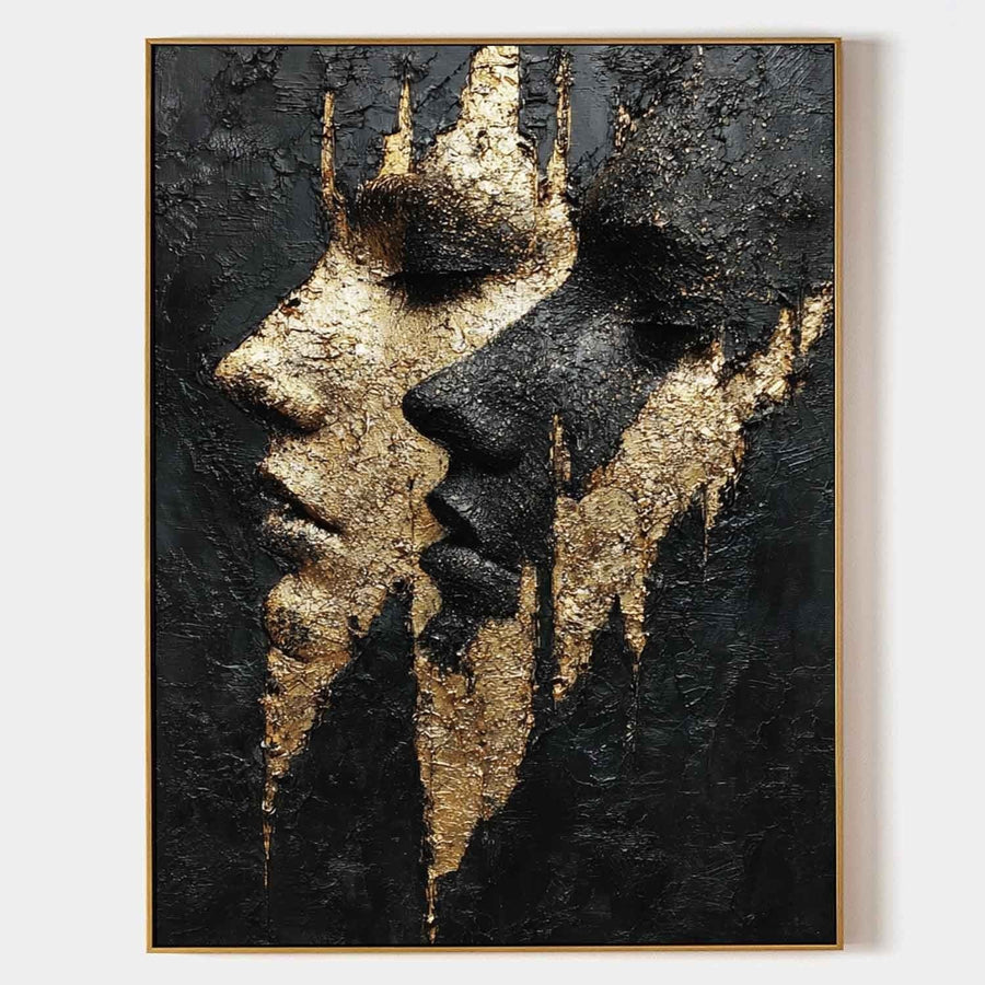 Gilded Twin Profiles in Shadow