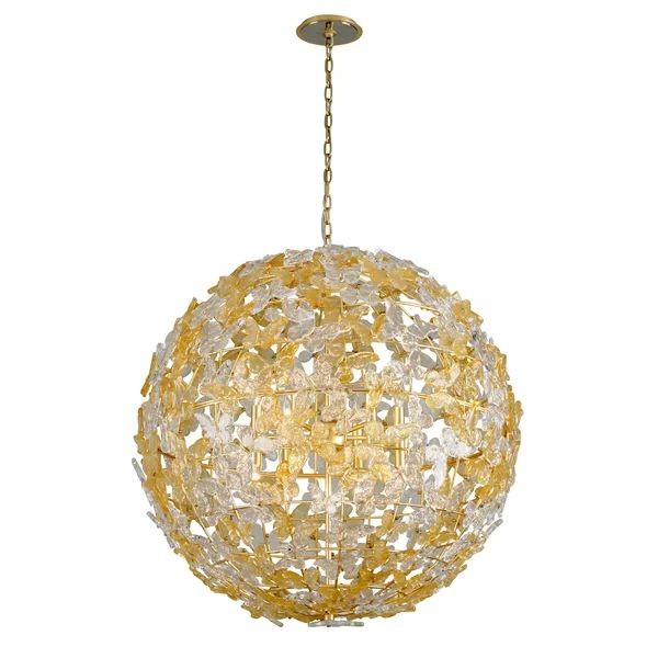 Glass Butterfly Cluster Chandelier with Minimal Metal Frame