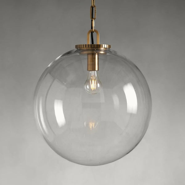 Glass Globe Pendant with Brass Chain