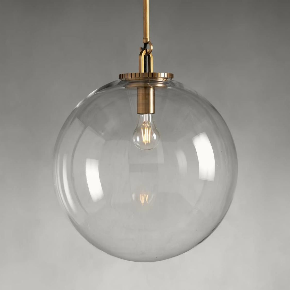 Glass Globe Pendant with Slim Steel Rod
