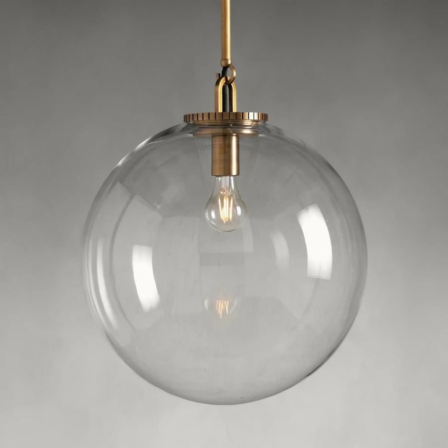 Glass Globe Pendant with Slim Steel Rod