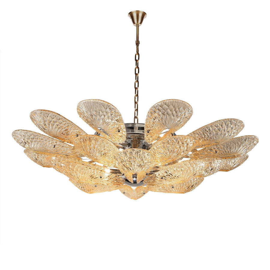 Glass Petal Cluster Nickel Chandelier