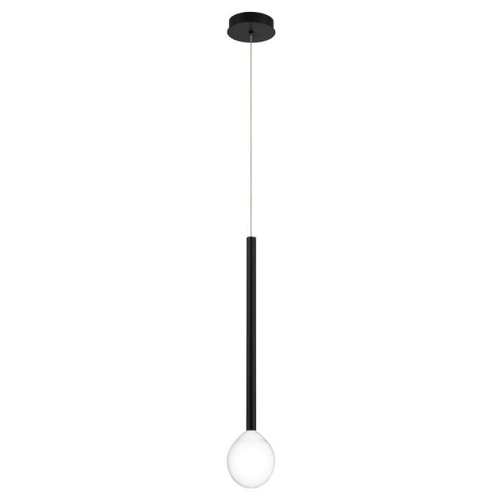 Glass Teardrop and Slim Metal Ring Pendant