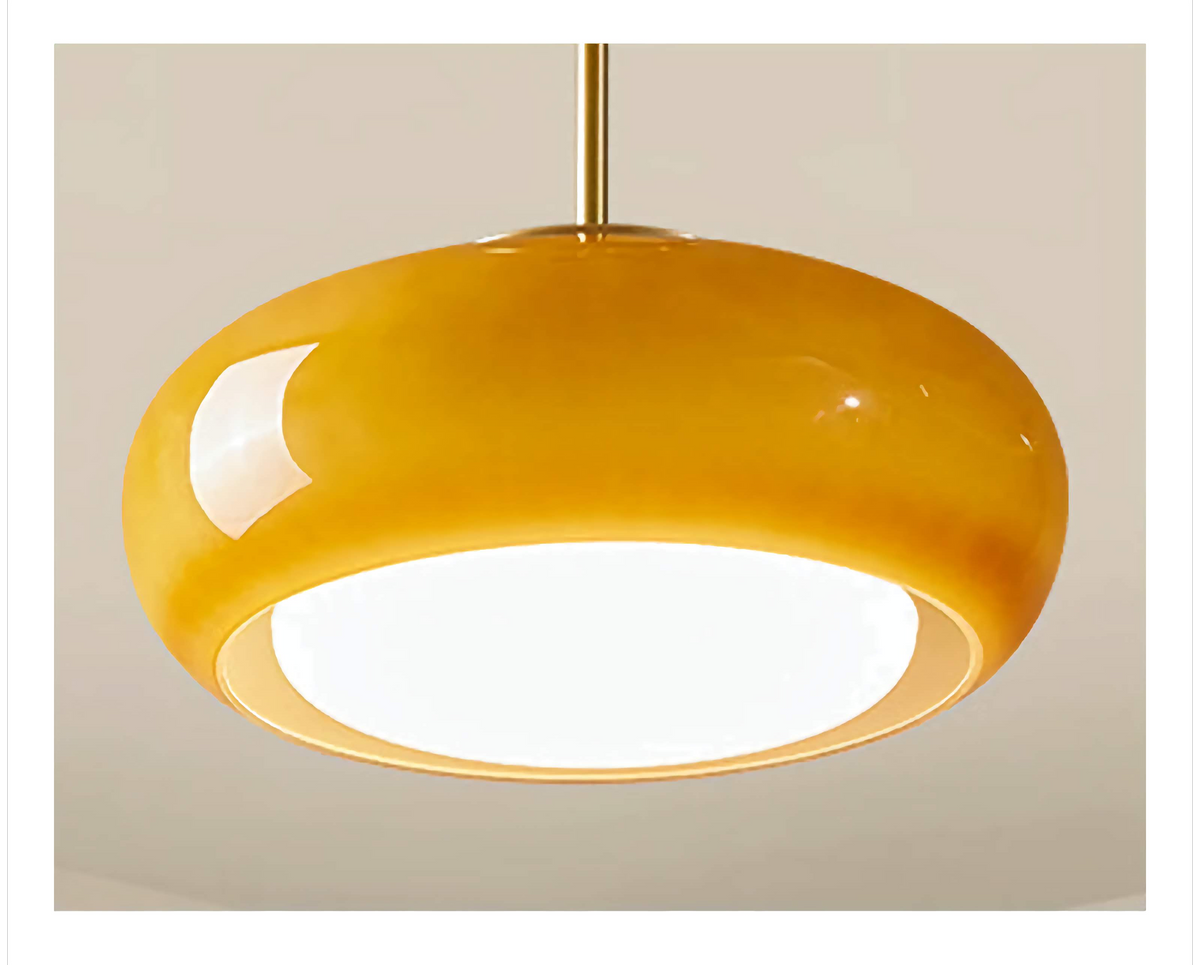 Glossy Glass Drum Semi-Flush Mount with Brass