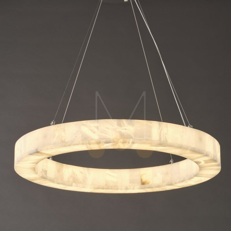 Glowing Calcite Halo Ring Chandelier