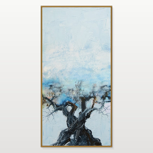 Gnarled Tree Beneath Pale Blue Sky