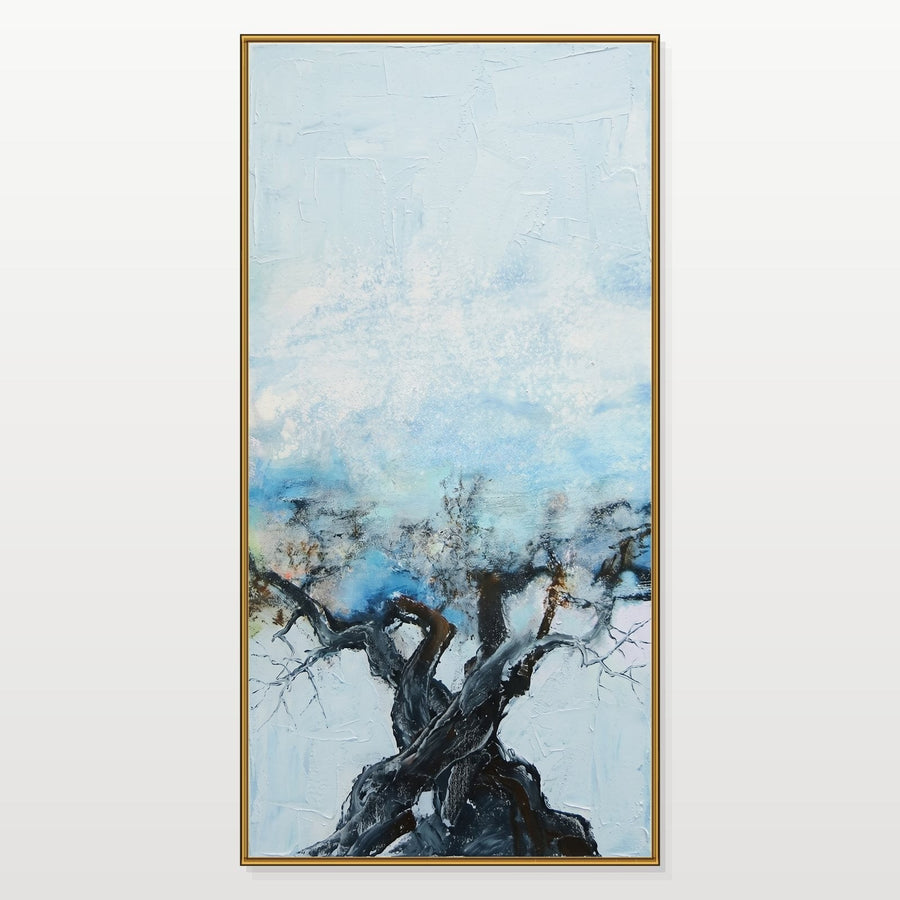 Gnarled Tree Beneath Pale Blue Sky