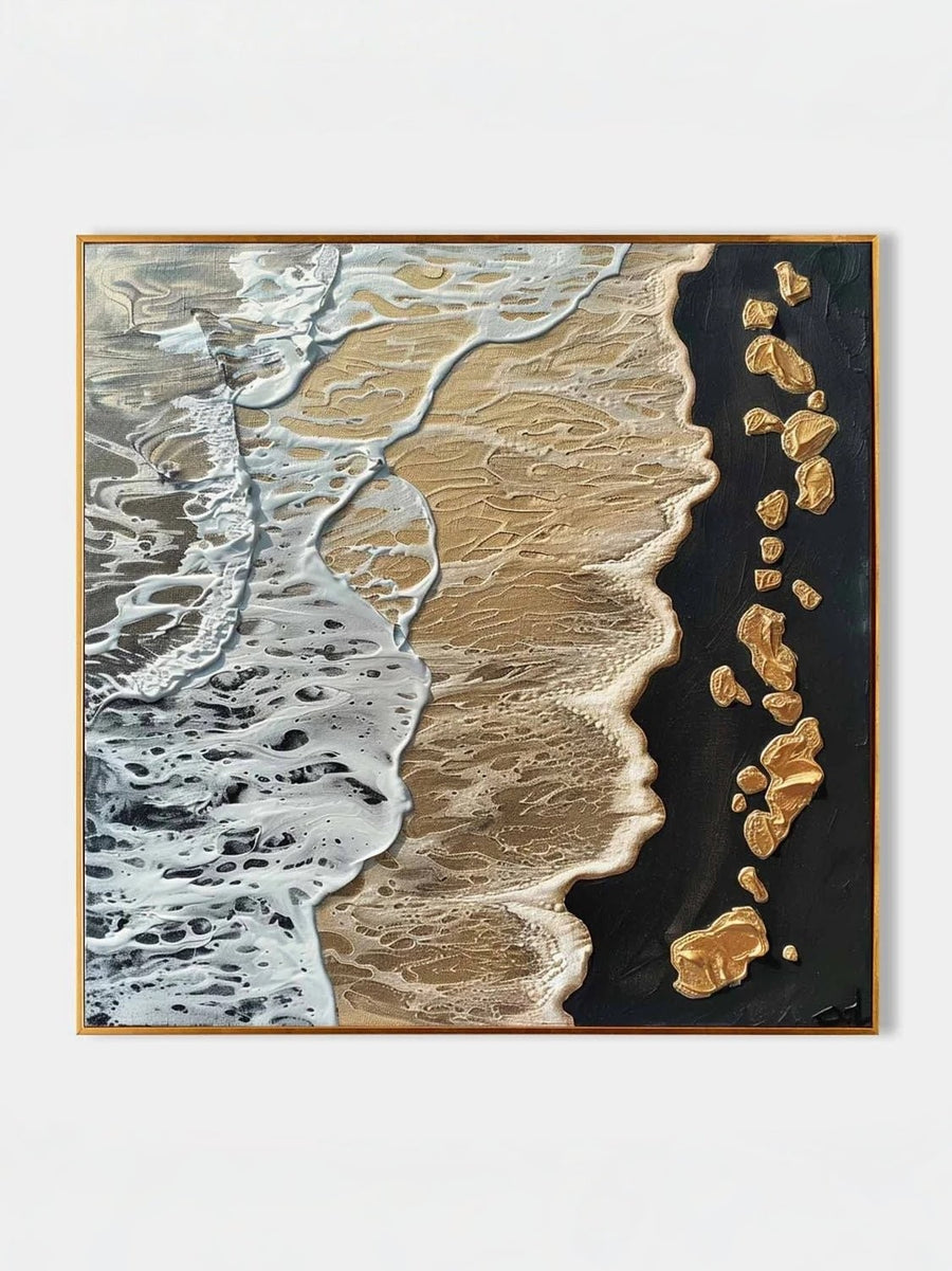 Gold Coastline 3D Textured Wall Art
