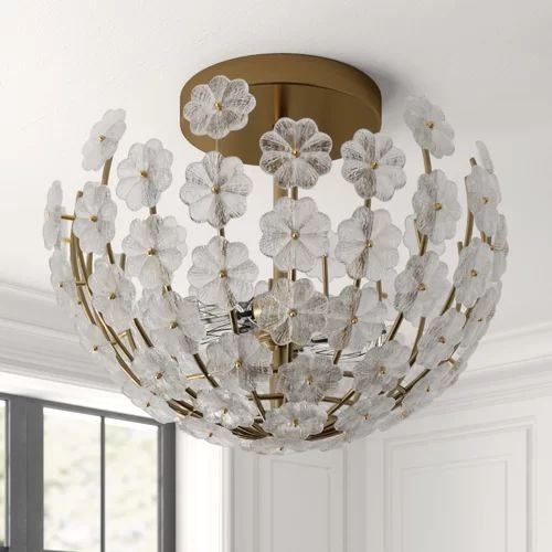 Gold Frame Faceted Crystal Sphere Cluster Pendant