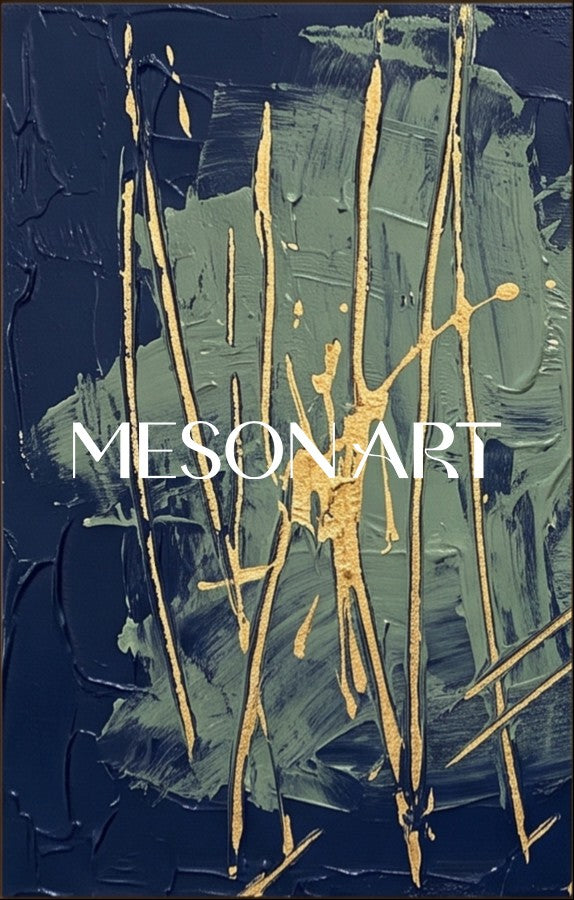 Gold Lines Over Sage and Navy