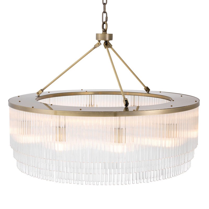 Gold Metal Cluster Chandelier with Crystal Accents