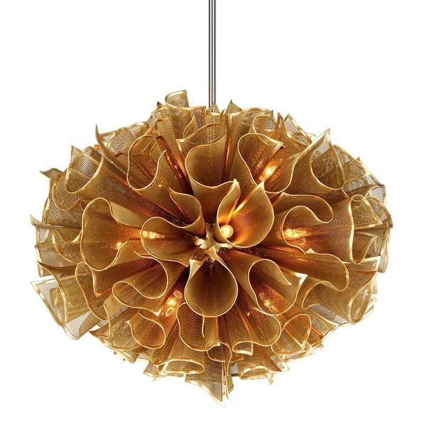 Gold Metal Cluster Pendant with Faceted Acrylic Spheres
