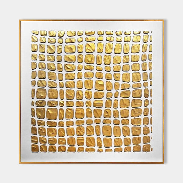 Gold Relief Grid on White