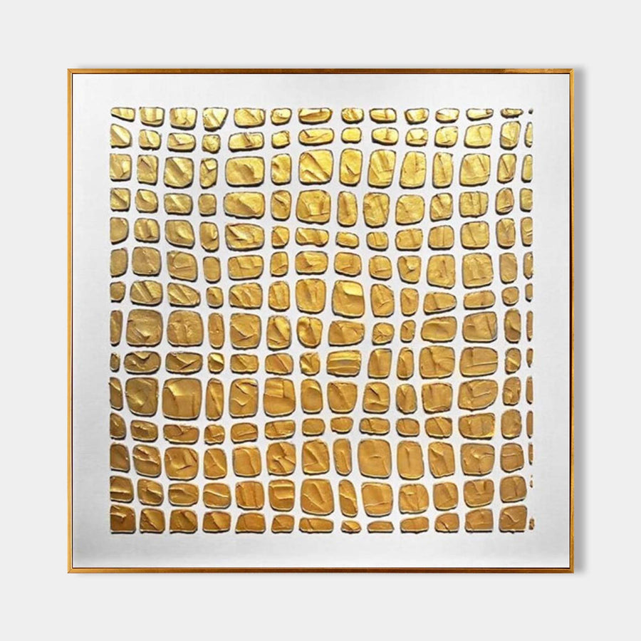 Gold Relief Grid on White