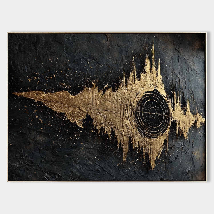 Gold Sound Wave on Charcoal