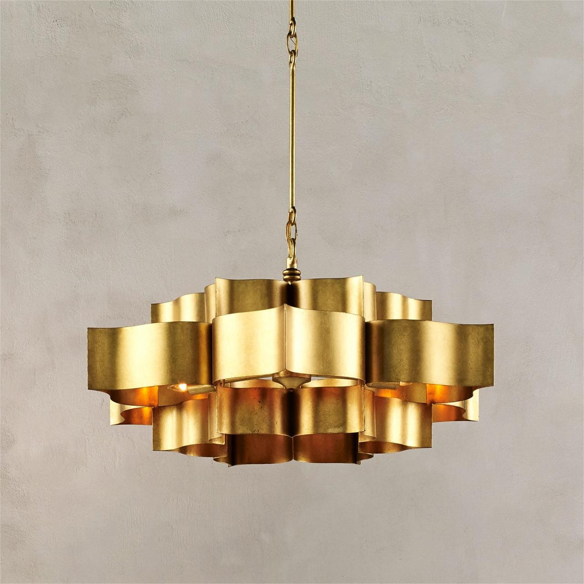Golden Acrylic Leaf Cluster Chandelier