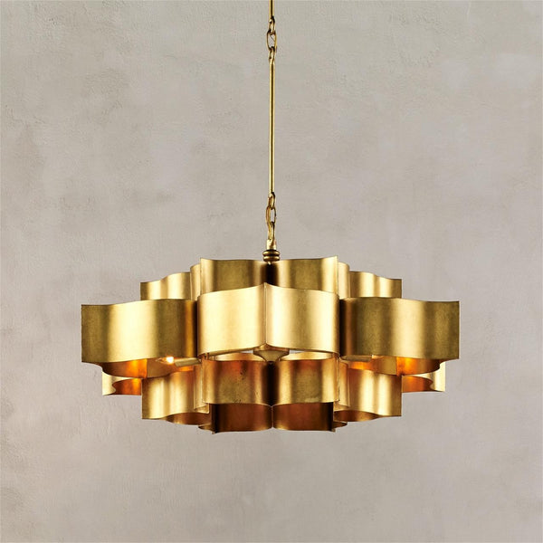 Golden Acrylic Leaf Cluster Chandelier