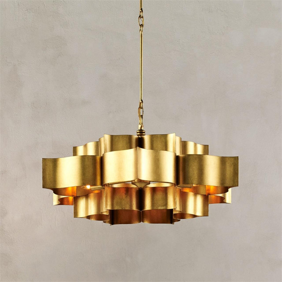 Golden Acrylic Leaf Cluster Chandelier