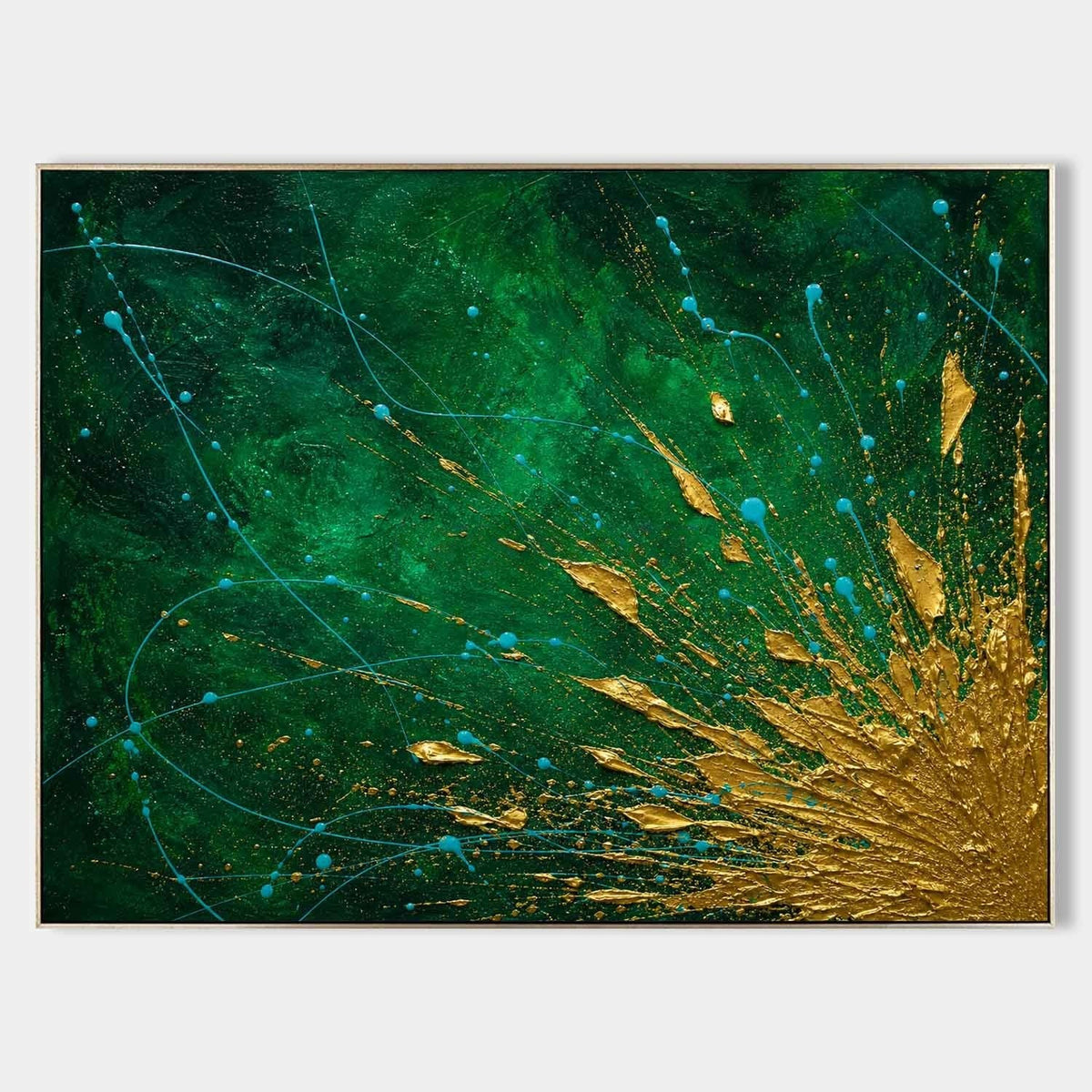 Golden Burst on Emerald Depths