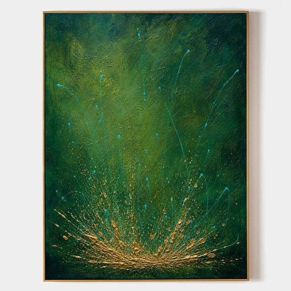 Golden Burst on Emerald Green