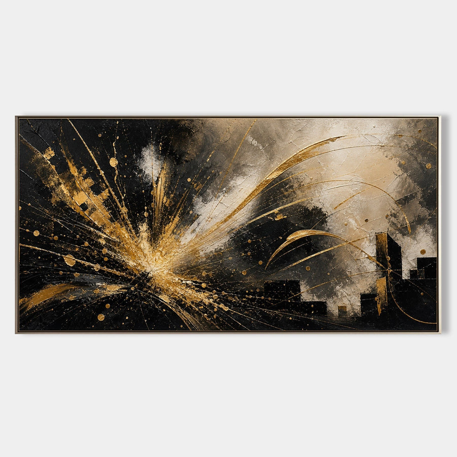 Golden Burst Over Night Skyline
