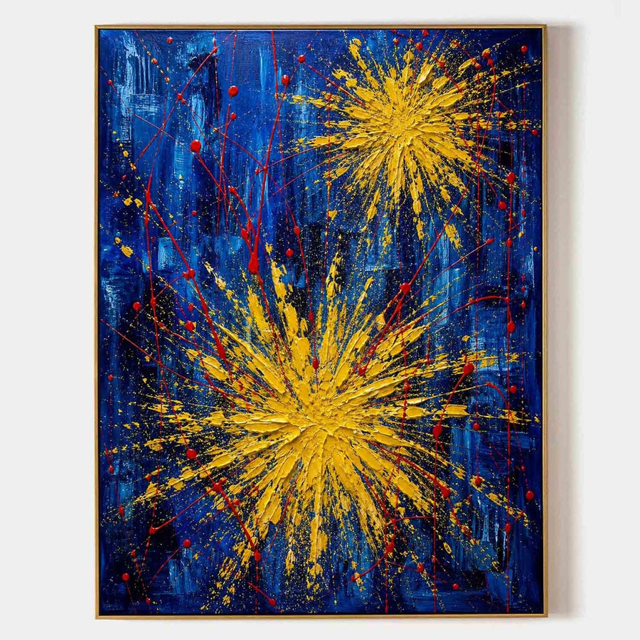 Golden Bursts on Cobalt Night