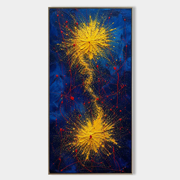 Golden Bursts on Midnight Blue