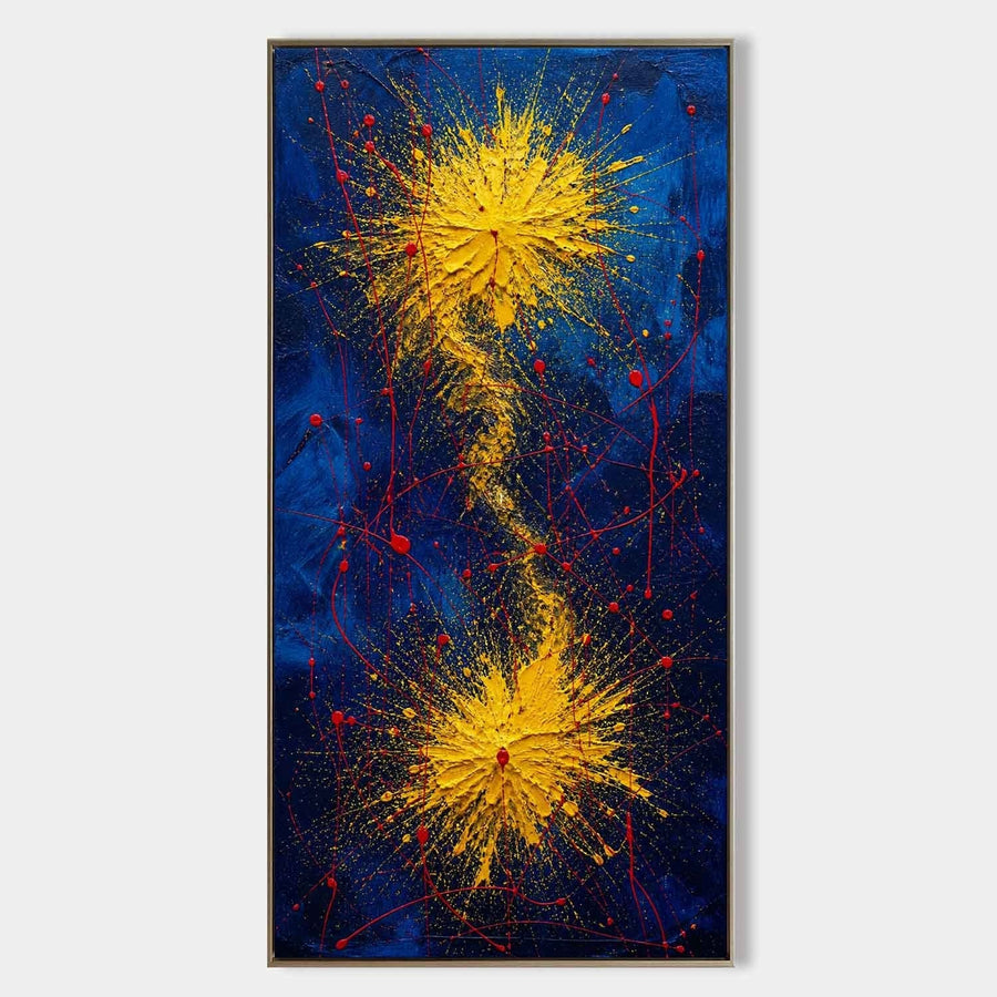 Golden Bursts on Midnight Blue