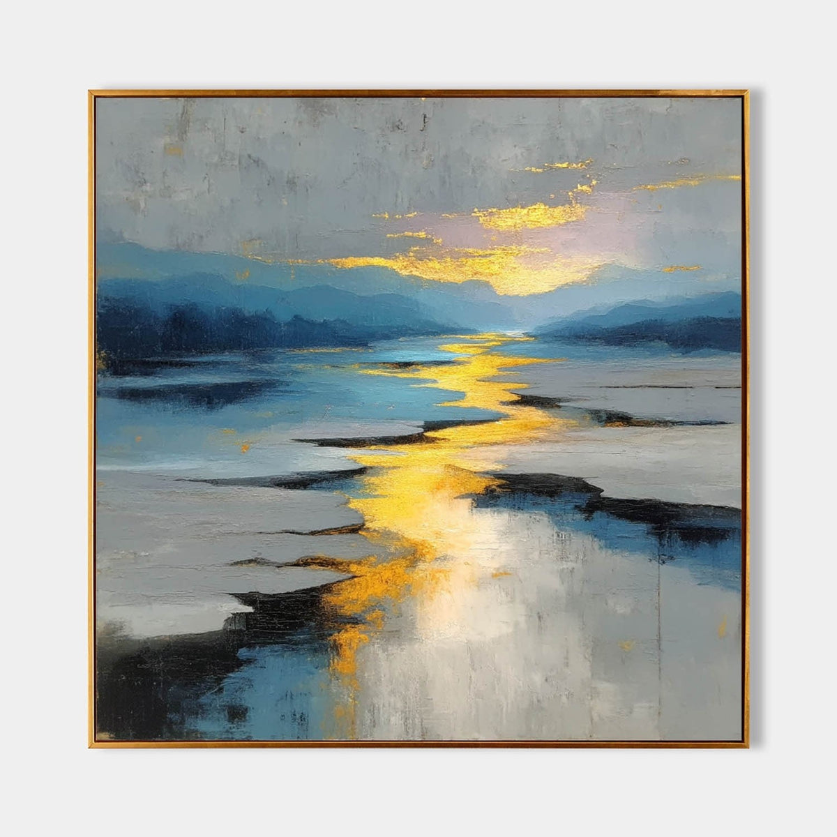 Golden Light Across a Misty River